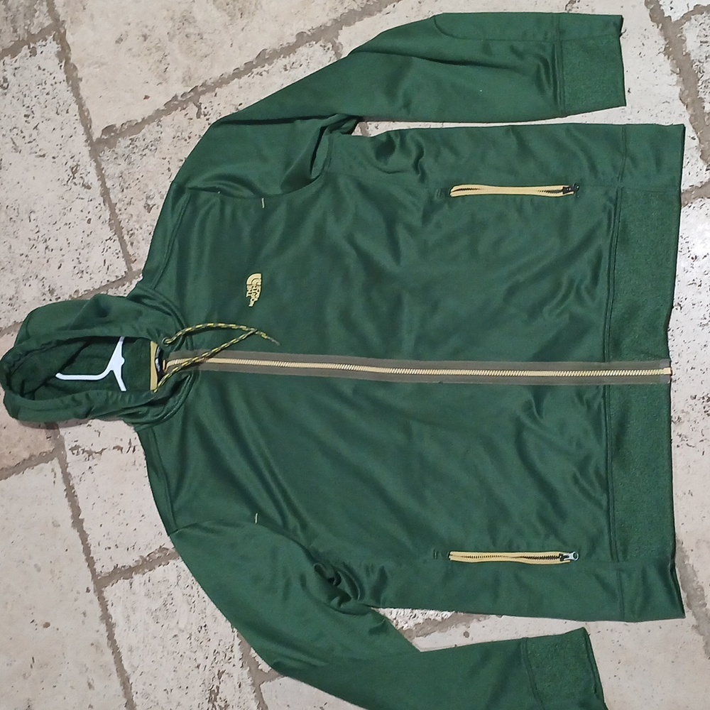 JACKET-MEN'S-THE NORTH FACE-Hoodie-Forest Green-Front Pockets-Zip-Size XXL